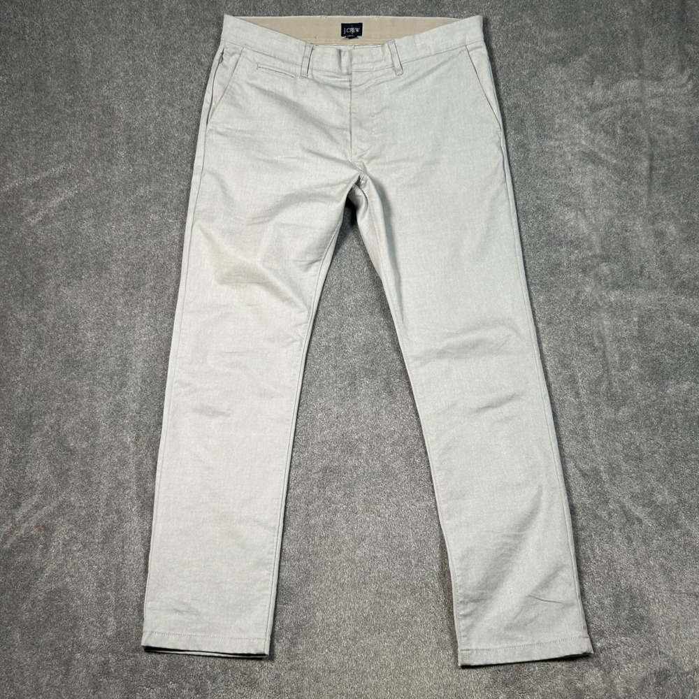 J.Crew Oxford Tech Pant 484 Slim Fit Gray Blue Cotton Stretch Chinos Mens 34x29
